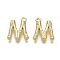 Alloy Pendants, Cadmium Free & Nickel Free & Lead Free, Bamboo Initial Letter, Real 18K Gold Plated, Letter.M, M:14x12.5x3mm, Hole: 1.5mm