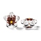 Transparent Glass Beads, Hand Drawn Beads, with Enamel, Flower, Coconut Brown, 21x22x11mm, Hole: 1.2mm