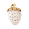 304 Stainless Steel Acrylic Pendants, Strawberry Charms, with Rhinestone, PVD Vacuum Plating, Beige, 31.5x21x15mm, Hole: 3mm