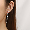 Stylish Stainless Steel Tassel Stud Earrings, Chain Charm, Silver, 53mm