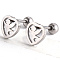 Tarnish Resistant 201 Stainless Steel Barbell Cartilage Earrings, Screw Back Earrings, Heart with Angel, Stainless Steel Color, 8x8x2mm, Pin: 1mm