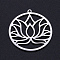 Non-Tarnish 201 Stainless Steel Pendants, Filigree Joiners Findings, for Chakra, Laser Cut, Round Ring with Lotus Flower, Stainless Steel Color, 32x29.5x1mm, Hole: 1.5mm