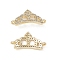 Brass Micro Pave Clear Cubic Zirconia Connetor Charms, Crown Links, Real 18K Gold Plated, Cadmium Free & Nickel Free & Lead Free, 12x21x3mm, Hole: 0.8mm