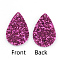 PU Leather Pendants, with Sequins, teardrop, Magenta, 39x25x2mm, Hole: 1.5mm