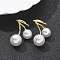 Brass Cherry Stud Earrings, with ABS Imitation Pearl, Lead Free & Cadmium Free, Long-Lasting Plated, Rack Plating, Real 18K Gold Plated, 30x24mm