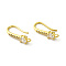 Brass Micro Pave Clear Cubic Zirconia Earring Hooks, Ear Wire, with Horizontal Loops, Cadmium Free & Lead Free, Real 18K Gold Plated, 18mm, Hole: 1.2mm, 18 Gauge, Pin: 1mm
