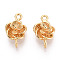 Brass Flower Connector Charms, Nickel Free, Long-Lasting Plated, Real 18K Gold Plated, 15.9x9.2x5.1mm, Hole: 1.5mm & 1.6mm