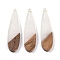 Resin & Wood Big Pendants, Teardrop Charms, White, 52.5x14x3mm, Hole: 1.8mm