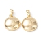 Brass Charms, Cadmium Free & Nickel Free & Lead Free, Flat Round Charm, Real 18K Gold Plated, 14x12x5.5mm, Hole: 4x2mm