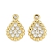 Alloy Rhinestone Pendants, Teardrop, Golden, 16x11x3mm, Hole: 2mm