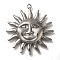 304 Stainless Steel Pendants, Sun Charm, Antique Silver, 40.5x37x4.3mm, Hole: 2.6mm