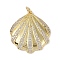 Rack Plating Brass Micro Pave Clear Cubic Zirconia Pendants, with Jump Rings, Cadmium Free & Lead Free, Long-Lasting Plated, Shell, Real 18K Gold Plated, 25.5x23.5x4mm, Hole: 3mm