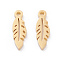 304 Stainless Steel Charms, Laser Cut, Feather, Golden, 13x4x1mm, Hole: 1.2mm