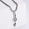 Retro Stainless Steel Musical Note Skull Pendant Punk Hip Hop Necklaces for Men, Stainless Steel Color