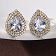 Серьги-гвоздики из латуни с микропаве из прозрачных кубических цирконий в форме капли EJEW-Z087-02G-1
