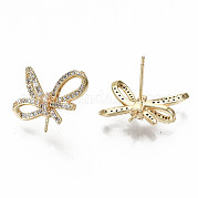 Серьги из латуни с микропейвом и прозрачным фианитом KK-S356-176G-NF