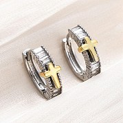 Латунные серьги-кольца из прозрачного кубического циркония EJEW-H158-20C-GP