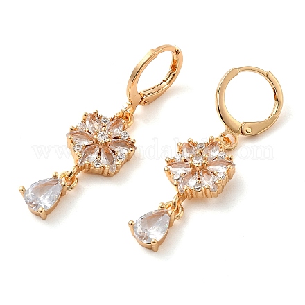 Серьги с подвесками из золотой латуни EJEW-B037-01G-02-1