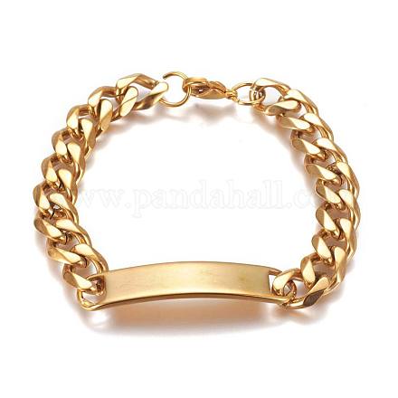 Браслеты из кубинской цепочки из нержавеющей стали 304 BJEW-L661-02G-1