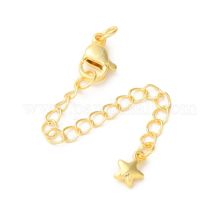Латунные концы стойки с цепочкой и застежками-карабами KK-F873-07G-1