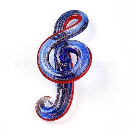 Ручной золотой песок Lampwork большие кулоны LAMP-T023-08B-1