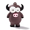 Opaque PVC Plastic Big Pendants, Cattle, Pink, 49x35x23mm, Hole: 3mm