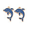 Rack Plating Alloy Pendants, Cadmium Free & Lead Free, Dolphin, Marine Blue, 25x17.5x2mm, Hole: 1.6mm