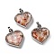 Glass Bottle Pendants, with Natural Red Agate Chips and Platinum Plated Alloy Findings, Heart, 40x32.5x11mm, Hole: 8x5mm