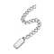 Tarnish Resistant 304 Stainless Steel Chain Extender, Curb Chain, with 202 Stainless Steel Charms, Rectangle, Stainless Steel Color, 63mm, Link: 3.7x3x0.5mm, Rectangle: 10.5x4x1mm