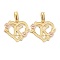 Real 18K Gold Plated Brass  Pendants, Heart with Alphabet, Letter.K, 18x20x3mm, Hole: 6.5x3mm