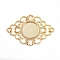 Alloy Cabochon Connector Settings, Plain Edge Bezel Cups, Rhombus, Golden, Tray: 18mm, 37x53x2.5mm, Hole: 2.5mm