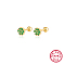 Real 18K Gold Plated 925 Sterling Silver Flower Stud Earrings, with Cubic Zirconia, Green, 5mm