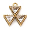 Ion Plating(IP) 304 Stainless Steel Cubic Zirconia Pendants, Real 18K Gold Plated, Clear, 12.5x12.5x3mm, Hole: 1.2mm
