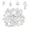 48Pcs 4 Style Rack Plating Brass Pendants, Long-Lasting Plated, Rhombus & Leaf & Triangle, Platinum, 17.5~35.5x9~20.5x0.4~0.7mm, Hole: 1~1.5mm, 12pcs/style