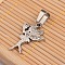 Fairy Necklace Findings 304 Stainless Steel Rhinestone Charms Pendants, Halloween, Stainless Steel Color, 19.5x13x2mm, Hole: 4.5x6.5mm