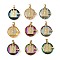 Brass Micro Pave Cubic Zirconia with Glass Pendents, Long-Lasting Plated, Human, Mixed Color, 23x22x10.5mm, Hole: 5.5x3mm