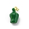 Brass Enamel Pendants, with Jump Ring, Rack Plating, Lasting Plated, Cadmium Free & Lead Free, Real 18K Gold Plated, Pepper Charms, Dark Green, 17.5x9.5x9mm, Hole: 3mm