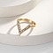 V-Shaped Alloy Crystal Rhinestone Finger Rings, Golden, 18mm
