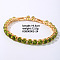 Hip-hop Brass Micro Cubic Zirconia Link Chain Bracelets for Men and Women, Yellow Green, 7-5/8 inch(19.5cm)