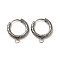 Tarnish Resistant 201 Stainless Steel Hoop Earrings Findings, with 304 Stainless Steel Pins & Horizontal Loops, Ring, Stainless Steel Color, 10 Gauge, 18x15.5x2.5mm, Hole: 2.6mm, Pin: 0.8mm