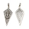 Rack Plating Brass Pendants, Lead Free & Cadmium Free, Long-Lasting Plated, Diamond Spear Charm, Antique Silver, 33x15x3.5mm, Hole: 5x2.5mm