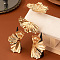 Ginkgo Leaf Alloy Cuff Bangles & Stud Earrings Sets, Golden, Inner Diameter: 60mm