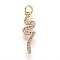 Brass Micro Pave Cubic Zirconia Pendants, Twist, Golden, 20.5x6x2mm, Hole: 3mm