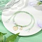 Flower & Strawberry Alloy Enamel Charm Bracelets, Waxed Cotton Cord Braided Bead Bracelets for Women, with Acrylic Bead, Golden, Pale Green, Inner Diameter: 3/4~3-7/8 inch(2~9.7cm)
