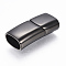 304 Stainless Steel Magnetic Clasps with Glue-in Ends, Rectangle, Gunmetal, 29x14x8.5mm, Hole: 6~7x12mm