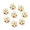 Flower Brass Micro Pave Clear Cubic Zirconia Beads, Real 18K Gold Plated, with Enamel, Cadmium Free & Nickel Free & Lead Free, White, 10x9x5mm, Hole: 1.8mm
