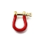 Brass Enamel D-Ring Anchor Shackle Clasps, Real 18K Gold Plated, for Bracelets Making, Dark Red, 18x15~17x4.5~5mm, Hole: 8mm