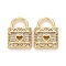 Brass Micro Pave Clear Cubic Zirconia Charms, Lock, Golden, 13.5x10x2.8mm, Hole: 4x5.5mm