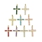 Real 18K Gold Plated Brass Micro Pave Cubic Zirconia Pendants, with Glass, Cadmium Free & Nickel Free & Lead Free, Cross, Mixed Color, 39x27x5mm, Hole: 3.4x4.2mm