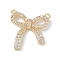 Brass Micro Pave Clear Cubic Zirconia Pendants, Bowknot, Golden, 19x18.5x3.5mm, Hole: 1mm
